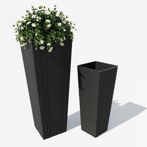 2 Pack Planters for Indoor Plants, Outdoor Tall Planter with Removable Liners, Plant Pots for Trees Flowers, All-Weather Use with Drainage Holes - 1 of 4