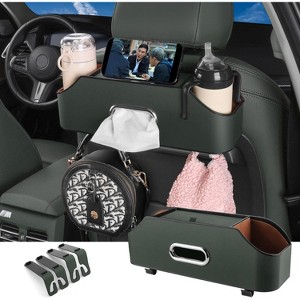 Car Back Seat Organizer with 2 Cup Holders, Napkin Holders with Hook for Travel & Kids - 1 of 4
