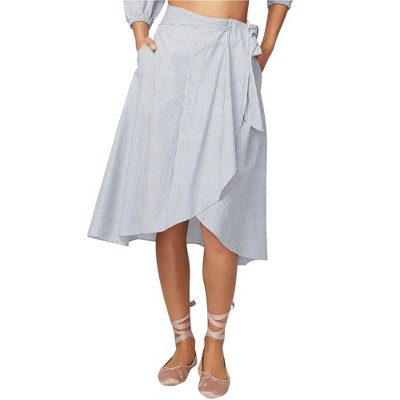 Rachel Roy Womens Pinstripe Wrap Skirt