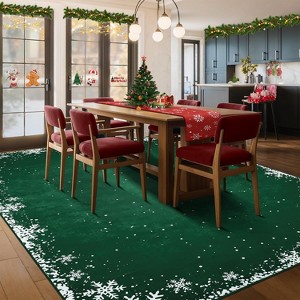 Snowflake Christmas Area Rug Machine Washable Area Carpet, Non-Slip Non-Shedding Rugs Festive Decor for Living Room & Bedroom Spaces - 1 of 4