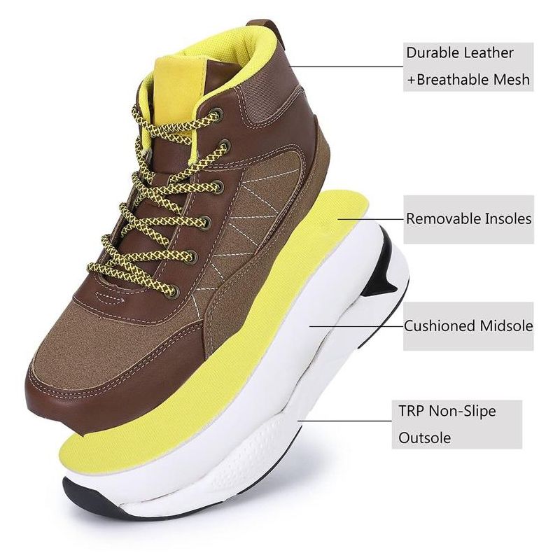 Kids Hiking Boots Outdoor Trekking Shoes Boys Mid Lace Comfortable Anti-Slip Trail Running Athletic Sneakers, 3 of 8