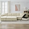 146.9"W L-Shaped Sectional Sofa with a Movable Storage Ottoman, Pull-out Sofa Bed with a Storage Chaise Lounge and 2 USB Ports 4S - ModernLuxe - 2 of 4