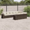 vidaXL 11 Piece Patio Sofa Set with Cushions Poly Rattan - Brown and Cream With Table - 2 of 4