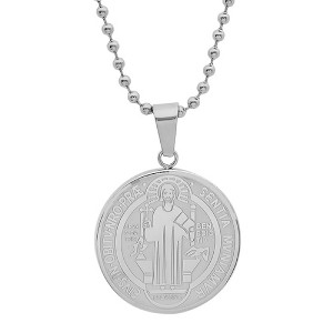 Steeltime Ladies stainless steel religious necklace. Color Options: Silver, Gold - 1 of 4