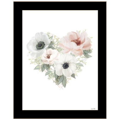 HomeRoots Floral Heart Black Framed Print Wall Art
