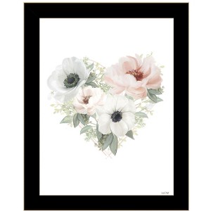 HomeRoots Floral Heart Black Framed Print Wall Art - 1 of 4