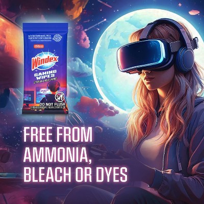 Windex Gaming Electronic All-Purpose Cleaning Wipes - 25ct: Resealable Bag, Streak-Free Surface, Removes Dust, Multi-Surface