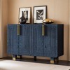 54" Retro Buffet Cabinet with Storage, 4-Door Vintage Fluted Sideboard Cabinet with Adjustable Shelves - Leovsnove - 2 of 4