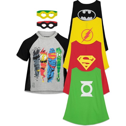 Dc Comics Justice League Batman Superman The Flash Green Lantern Little  Boys 7 Piece Outfit Set: T-shirt Cape Mask : Target