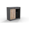 HomeRoots 32" Charcoal And Natural Wood Barn Door Bar Cabinet - 4 of 4