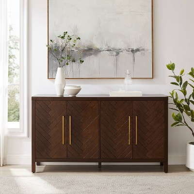 Herringbone Dark Brown Sideboard with Cable Management