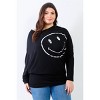 Slickblue Women's Plus Flannel Top with Smile Front Print - Dolman Sleeves & Asymmetric Hem, Black/Teal, 1XL/3XL - 2 of 4