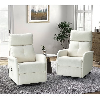 Set of 2 Gina Mid-century Power Remote Recliner with Metal Base  | ARTFUL LIVING DESIGN