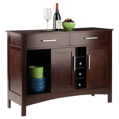 Winsome Transitional Cappuccino Brown Wood Buffet Sideboard