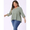 Agnes Orinda Women's Plus Size V Neck Babydoll 3/4 Lantern Sleeve Casual Floral Flowy Blouses - 2 of 4