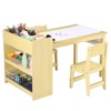 Kids Art Table with 2 Chairs, Wooden Toddler Craft Activity Desk with Large Storage Shelves for Classroom Daycares Home - 3 of 4