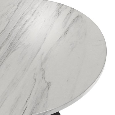 Verve 36" Round Sintered Stone Table with Black Steel Base