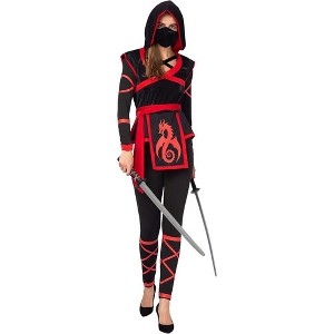 SYNCFUN Women's Halloween Costume Ninja Style Cosplay Costume with Mask for Halloween Dress up Party - 1 of 4