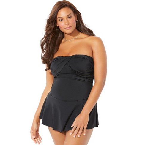 Swimsuits For All Women s Plus Size Ruched Skirted Swimdress 20