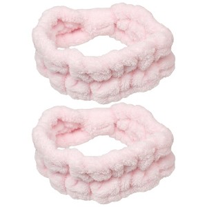 Spa Essentials 2-Pack Plush Spa Headbands – Ultra-Soft Stretch Fleece Facial Hair Bands for Women – Ideal for Makeup, Skincare, and Bath - 1 of 3