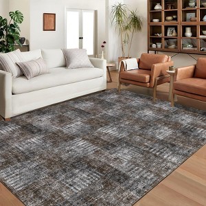 TROPOW 8x10 Area Rugs for Living Room Bedroom Non-Slip Washable Rugs Plaid Checkered Large Area Rug Stain Resistant Modern Abstract Throw Rug - 1 of 4