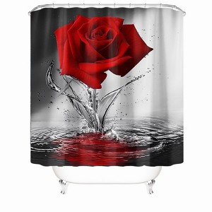 Bright Red Rose Shower Curtains for Bathroom Waterproof Fabric Bath Curtain Durable Soft Stylish Bathroom Decor 72x72 Inch - 1 of 1