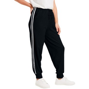 June + Vie by Roaman's Women's Plus Size French Terry Jogger - 1 of 4