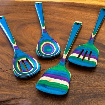 Baltique 4pc Mumbai Kitchen Utensil Set: Wood Spoon & Spatula Set, Hand Wash, Multicolored, Adult Use — фото 2