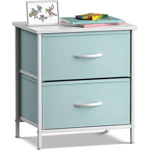 Sorbus Nightstand with 2 Drawers - Steel Frame, Wood Top & Easy Pull Fabric Bins - Great for Home, Bedroom, Office & College Dorm - 1 of 4