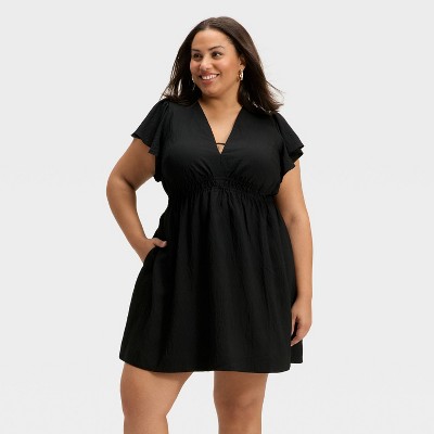 Women's Flutter Short Sleeve Mini A-Line Dress - A New Day™