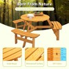 Dexmalle 6-person Round Wooden Picnic Table Outdoor Table w/ Umbrella Hole & Benches - 2 of 4