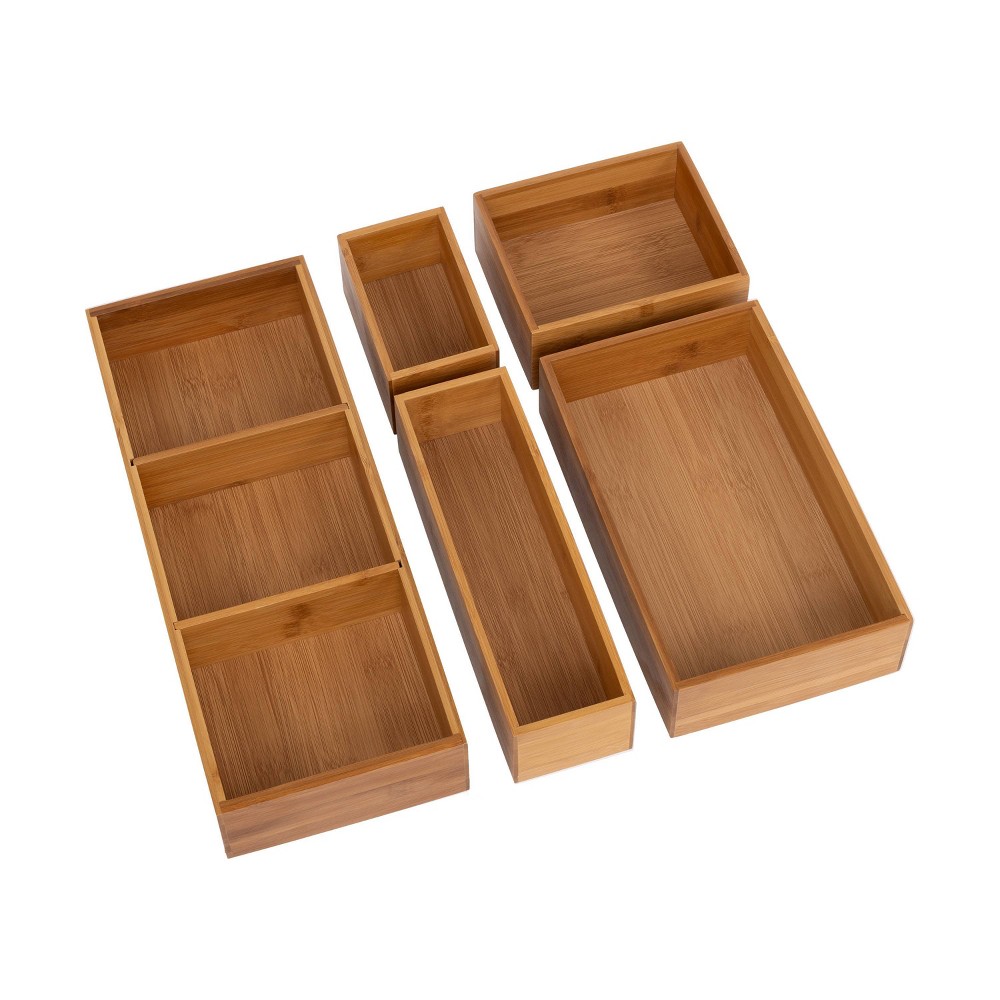 Seville Classics 5pc Bamboo Premium Organizer Storage