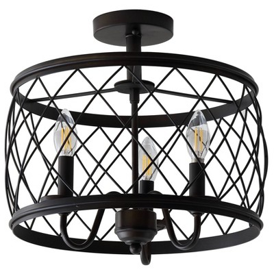 15" Eleanor Metal LED Semi Flush Mount Ceiling Light Black (Includes Energy Efficient Light Bulb) - JONATHAN Y