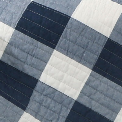 Camden Navy and Cream Cotton Quilted Reversible Throw