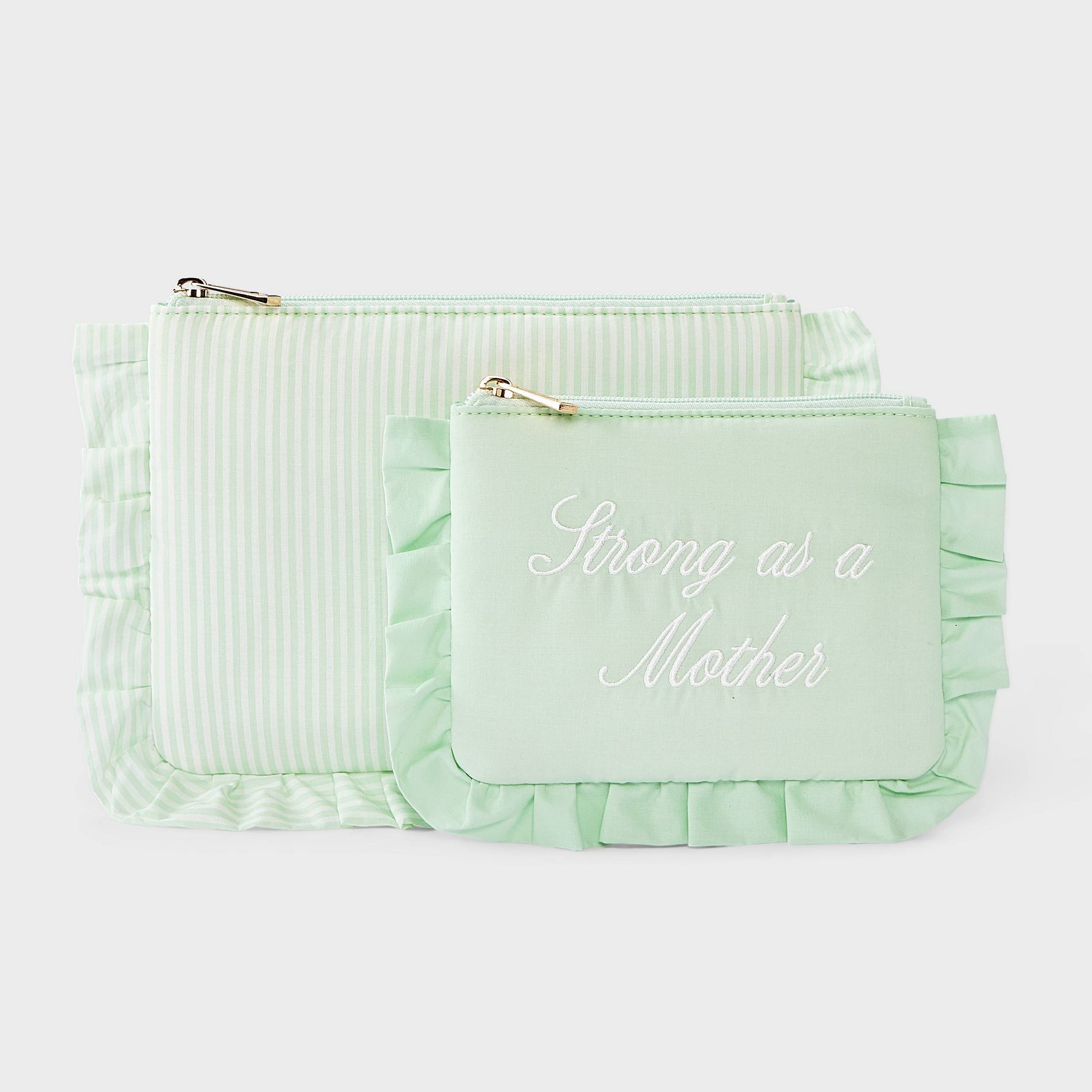 Mother's Day Striped Ruffle Pouch 2pc Set - A New Day™