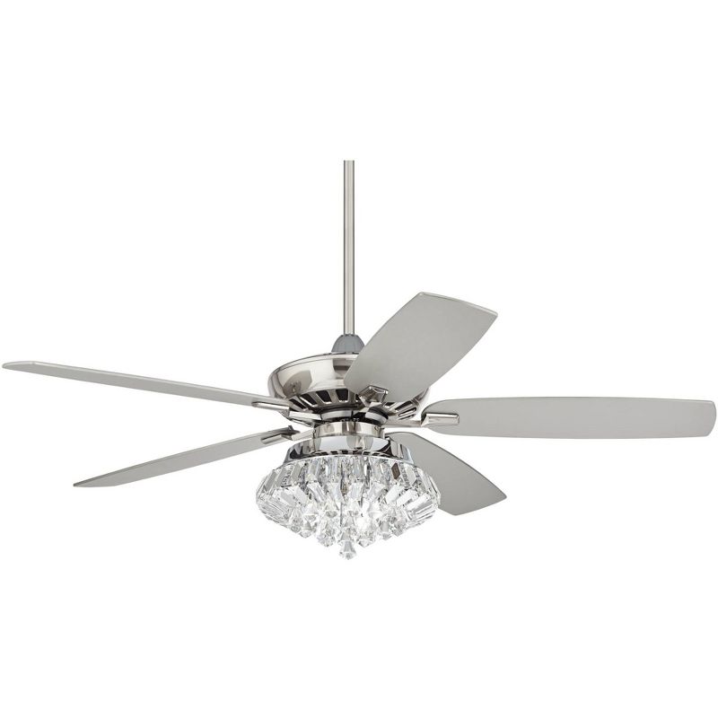 52" Casa Vieja Modern Indoor Ceiling Fan with Light LED Dimmable Remote Brushed Nickel Clear Crystal Ball Strand Living Room Kitchen, 1 of 10