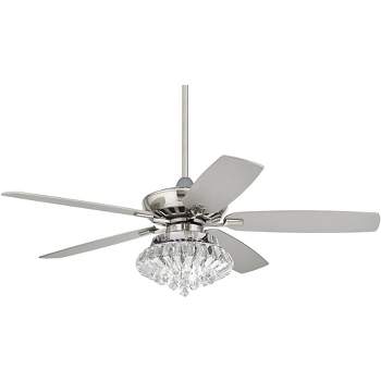 52" Casa Vieja Modern Indoor Ceiling Fan with Light LED Dimmable Remote Brushed Nickel Clear Crystal Ball Strand Living Room Kitchen
