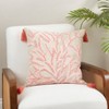 Saro Lifestyle Elegant Embroidered Coral Down Filled Pillow, 20"x20", Orange - 4 of 4