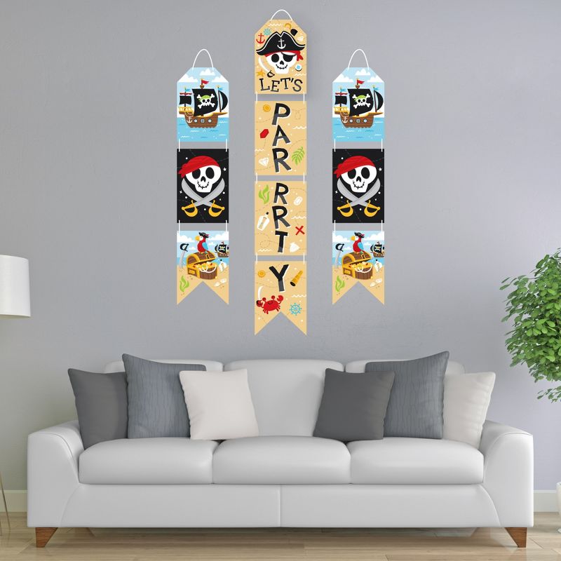 Big Dot of Happiness Pirate Ship Adventures - Hanging Vertical Paper Door Banners - Skull Birthday Party Wall Decoration Kit - Indoor Door Decor, 2 of 8