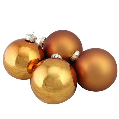 Northlight 4pc Shiny and Matte Glass Ball Christmas Ornament Set 4" - Copper