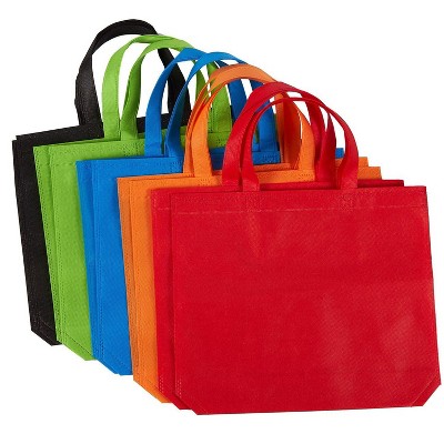 Juvale 10-Pack Gift Tote Bags Reusable Grocery Bags, Party Favors Bags (5 Colors, 14.86 x 12.5 In)