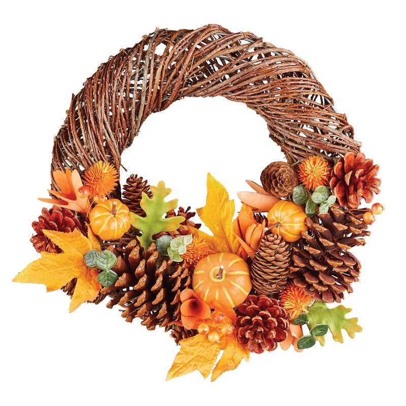 Collections Etc Rustic Fall Harvest Door Wreath Decoration, 1 of 3