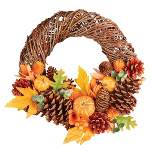 Collections Etc Rustic Fall Harvest Door Wreath Decoration