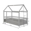 AZL1 Life Concept Beds Wooden House Floor Bed, Whimsical Twin Size Sleep and Play Space with Protective Guardrails, Grey, 79.53"*44.76"*66.26" - 3 of 4