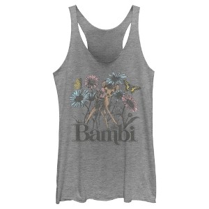Women's Bambi Floral Sketch Racerback Tank Top - 1 of 4