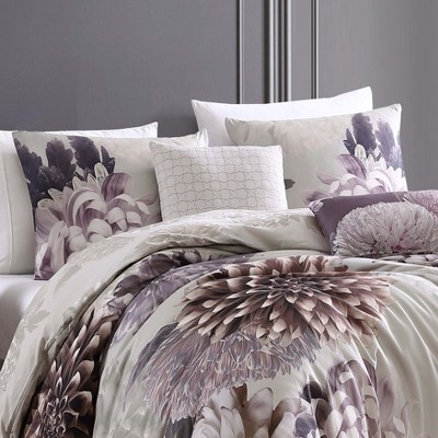 King Purple Cotton Reversible Floral Comforter Set