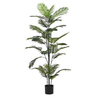 GlasFlength Artificial Plants Artificial Rubber Tree Artificial Palm Tree Faux Plants for Indoor Home Decoration, Green, 42"*42"*86"