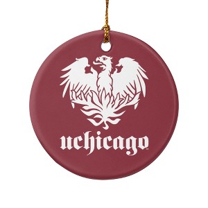 University of Chicago Primary Logo Porcelain Holiday Christmas Tree Ornament - 1 of 4