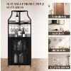 Corner Wine Cabinet  & Detachable Rack, 5-Tier Industrial Bar with Barn Door, Glass Holder, Farmhouse Buffet Cabinet for Home Bar-Black - 4 of 4