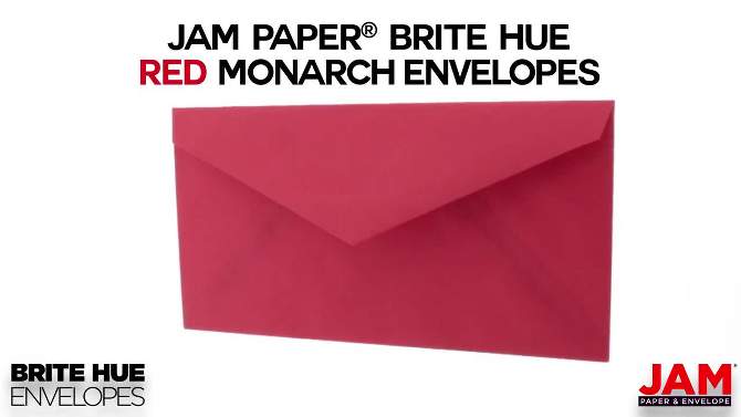 JAM Paper Brite Hue Monarch Envelopes, 3.875" x 7.5", 50 per pack, 2 of 5, play video